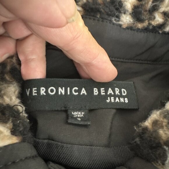 Veronica Beard Women's S Anita Fleece Faux Fur Jacket Brown Animal Crop - Picture 8 of 16